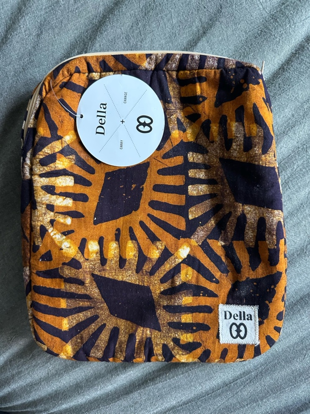 NWT Della Carry Change Orange African Printed iPad Zip Pouch